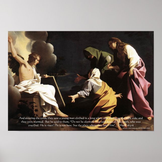 Marys,Jesus Tomb, He is Risen Bible Verse Artwork Poster (Front)
