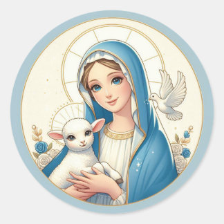 Mary's Little Lamb Classic Round Sticker