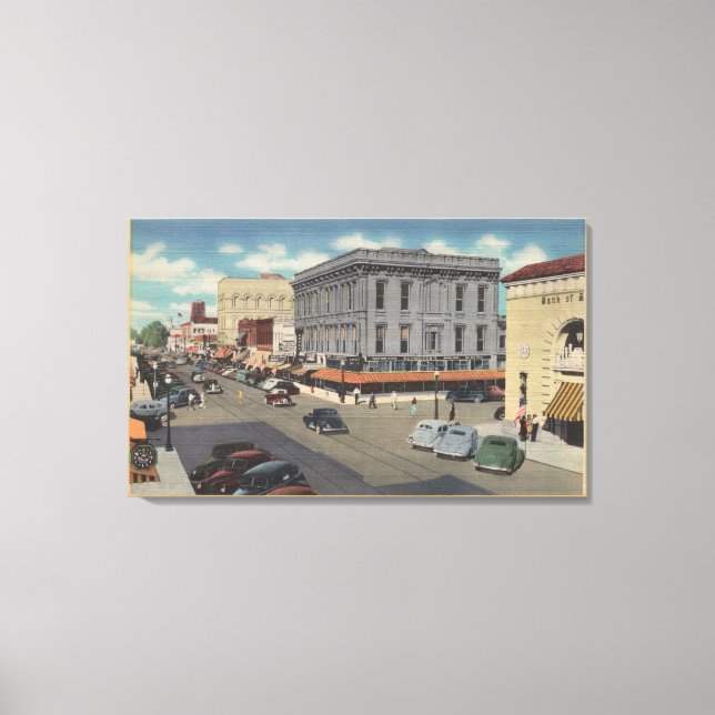 Marysville, California Town View of D Street Canvas Print (Front)