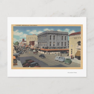 Marysville, California Town View of D Street Postcard