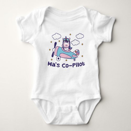 Mas Co_Pilot _ Unicorn Airplane Baby Bodysuit