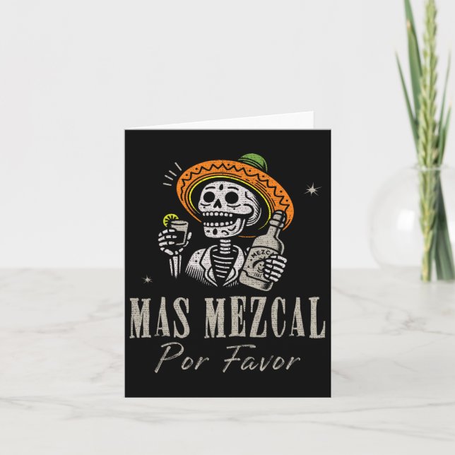 Mas Mezcal Por Favor Funny Cinco De Mayo Bartender Card (Front)