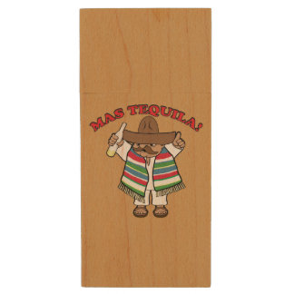 Mas Tequila! Wood USB Flash Drive