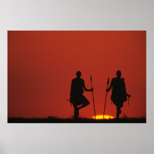 Masai at Sunset Poster
