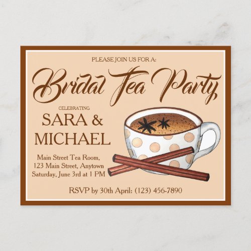 Masala Chai Bridal Wedding Shower Teacup Tea Party Invitation Postcard