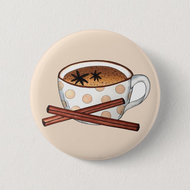 Masala Chai Teacup Indian Spiced Black Tea Cuppa Button (Front)