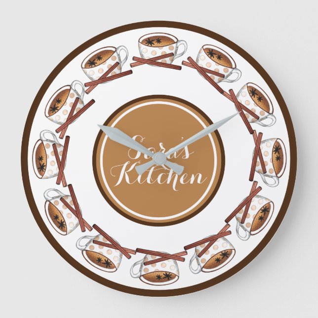 Masala Chai Teacup Indian Spiced Black Tea Cuppa Large Clock (Front)