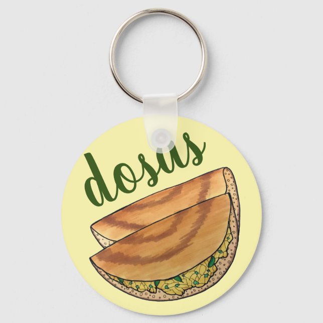 Masala Dosas South Indian Food Cuisine Potato Dosa Keychain (Front)