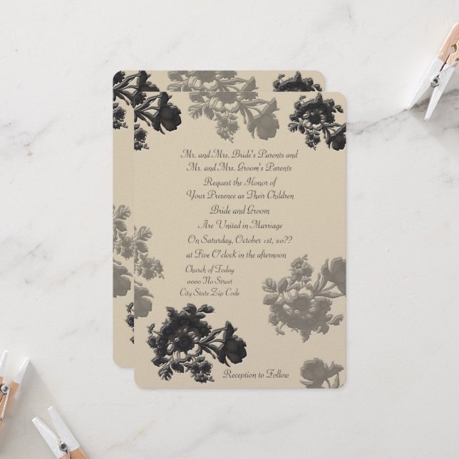 Masala Flora Wedding Invitation (Front/Back In Situ)