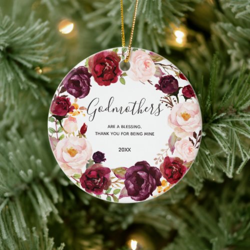 Masala Floral Godparent Proposal from Godchild Ceramic Ornament