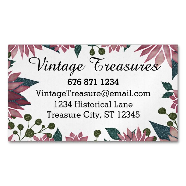 Masala Mulled Wine Floral Pattern Business Card Magnet (Front)
