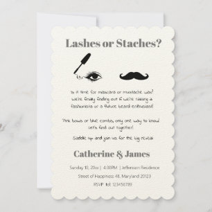 Mascara or Mustache Funny Quirky Gender Reveal Invitation