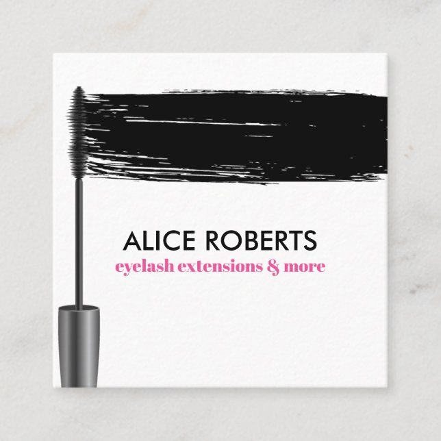 Mascara Strokes Eyelashes extension  Brow Bar Square Business Card (Front)