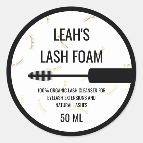 Mascara Wand Faux Gold Lashes Lash Product Classic Round Sticker