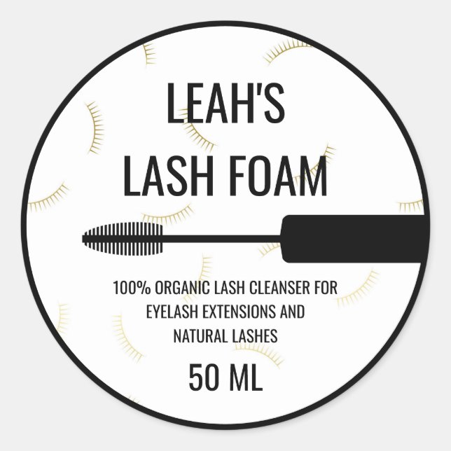 Mascara Wand Faux Gold Lashes Lash Product Classic Round Sticker (Front)
