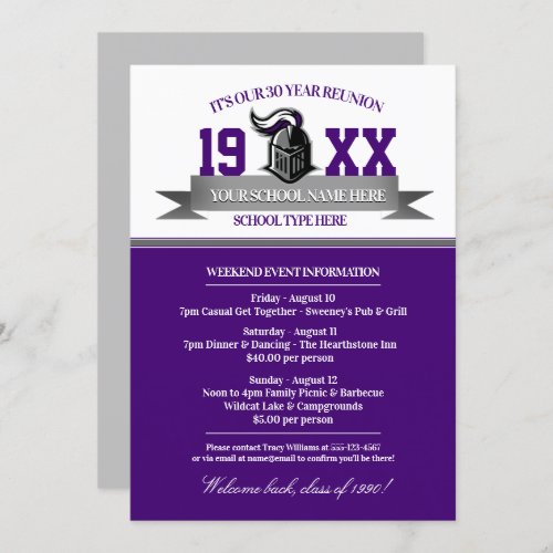 Mascot Banner Class Reunion Invitations