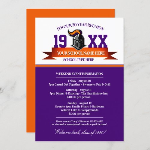 Mascot Banner Class Reunion Invitations