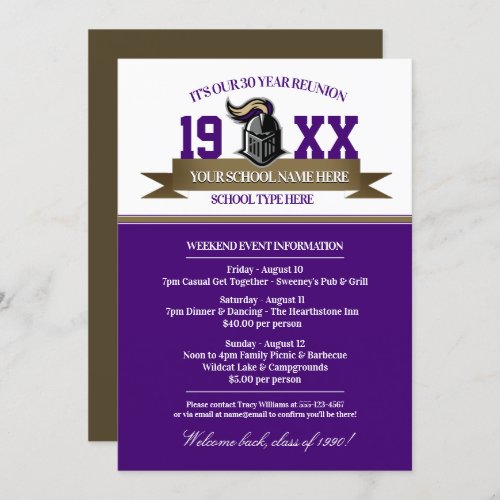 Mascot Banner Class Reunion Invitations