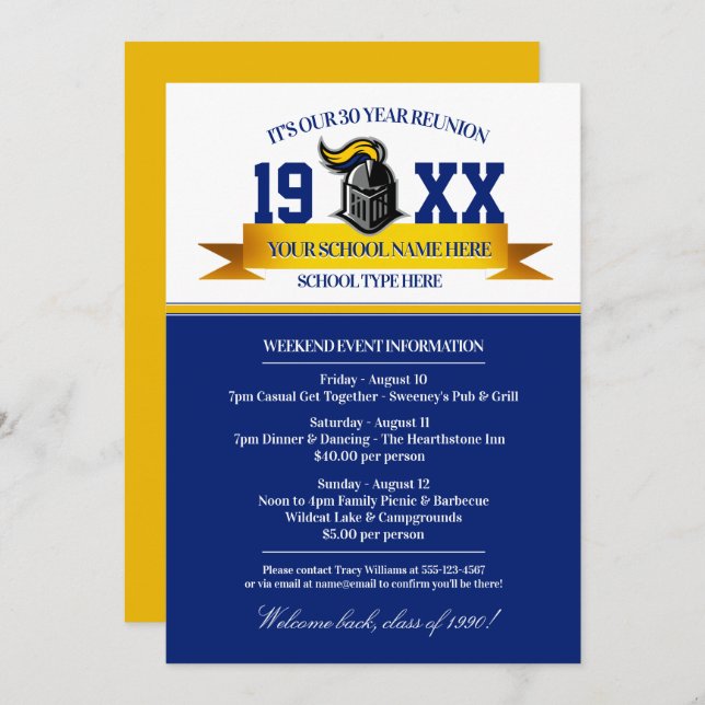 Mascot Banner Class Reunion Invitations (Front/Back)