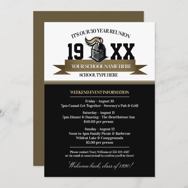 Mascot Banner Class Reunion Invitations (Front/Back)