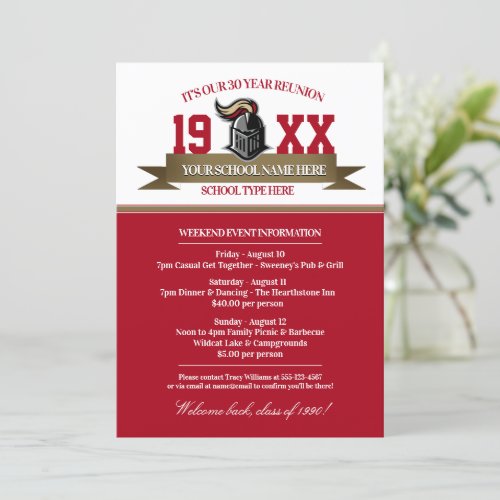 Mascot Banner Class Reunion Invitations