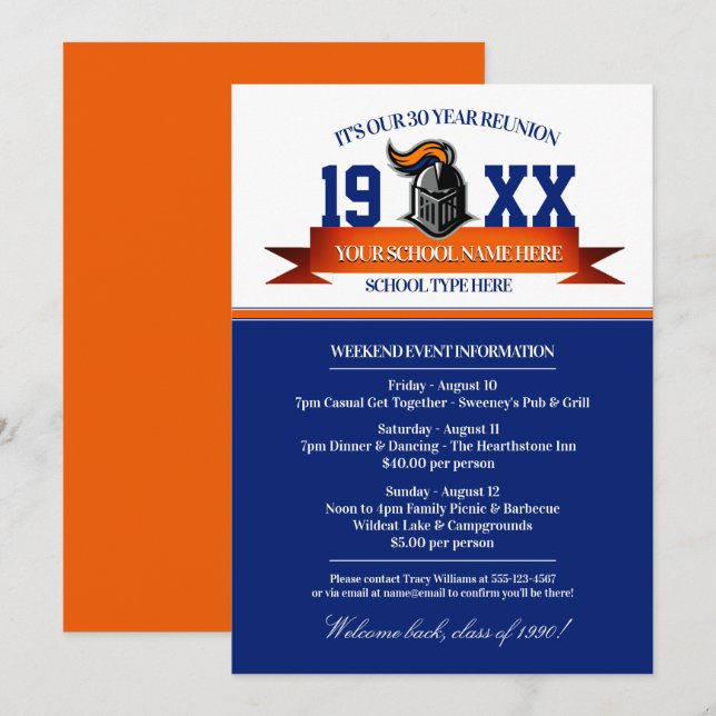 Mascot Banner Class Reunion Invitations (Front/Back)