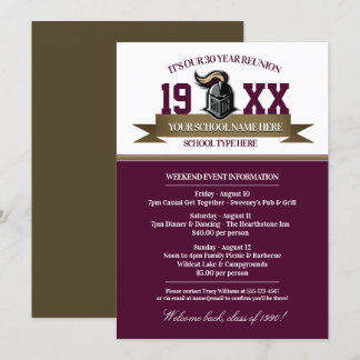 Mascot Banner Class Reunion Invitations