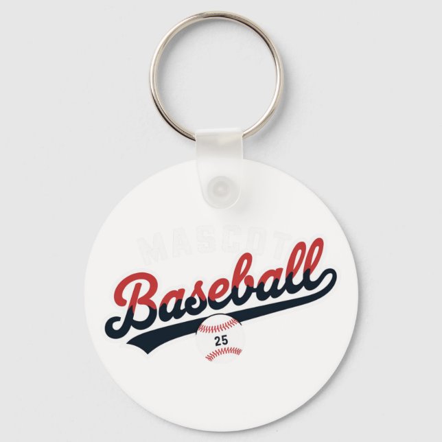 Mascot Baseball Retro Logo Keychain (Front)