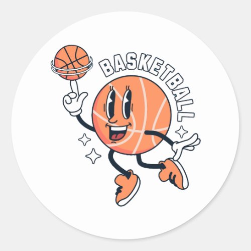 mascot_basket_ball_sport classic round sticker
