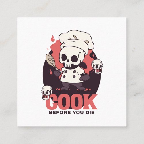 Mascot beers skull chef square business card