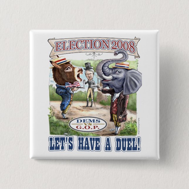 Mascot Political Duel Election 2008 Pinback Button (Front)
