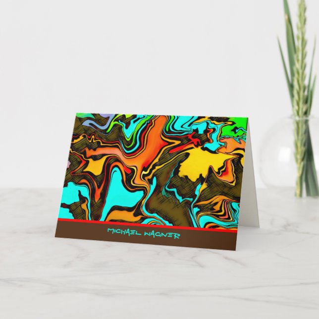 Masculine Abstract Brown Colorful Modern Blank Card (Front)