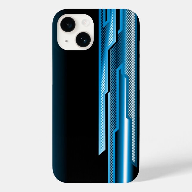 Masculine Abstract Sky Blue Black Design Case-Mate iPhone Case (Back)