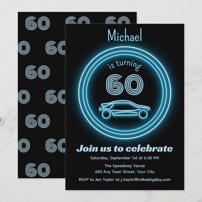 Masculine Age Milestone - Racecar Birthday Party Invitation (Front/Back)