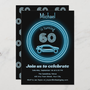 Masculine Age Milestone - Racecar Birthday Party Invitation