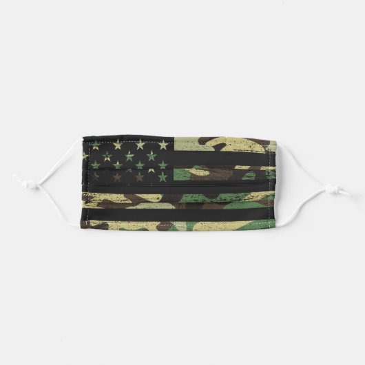 Masculine American Flag Grunge Camouflage Camo Adult Cloth Face Mask (Front, Folded)