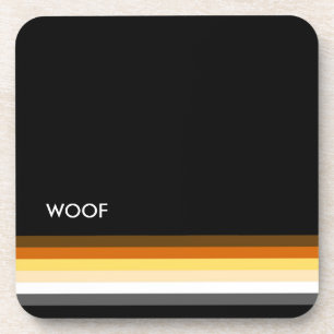 Masculine and Sleek Gay Bear Pride Flag woof Drink Coaster