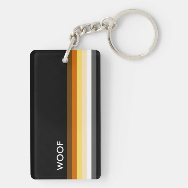 Masculine and Sleek Gay Bear Pride Flag woof Keychain (Back)
