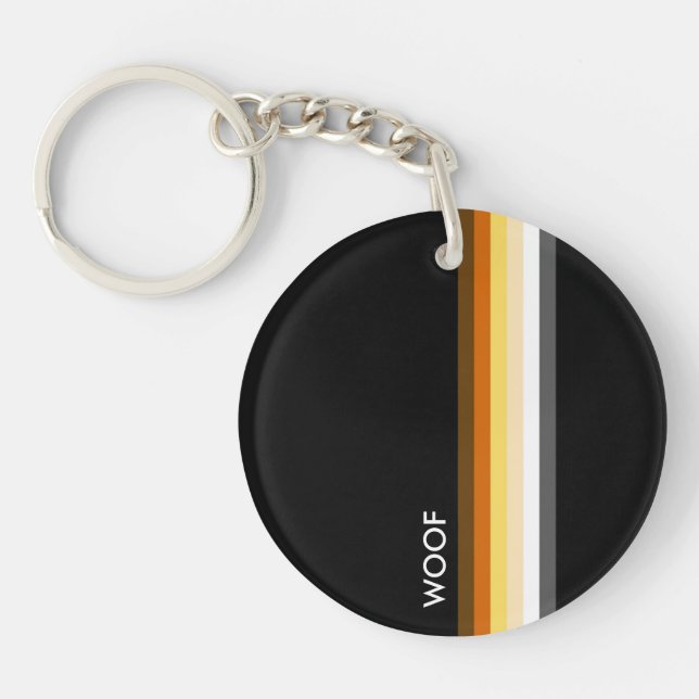Masculine and Sleek Gay Bear Pride Flag woof Keychain (Front)