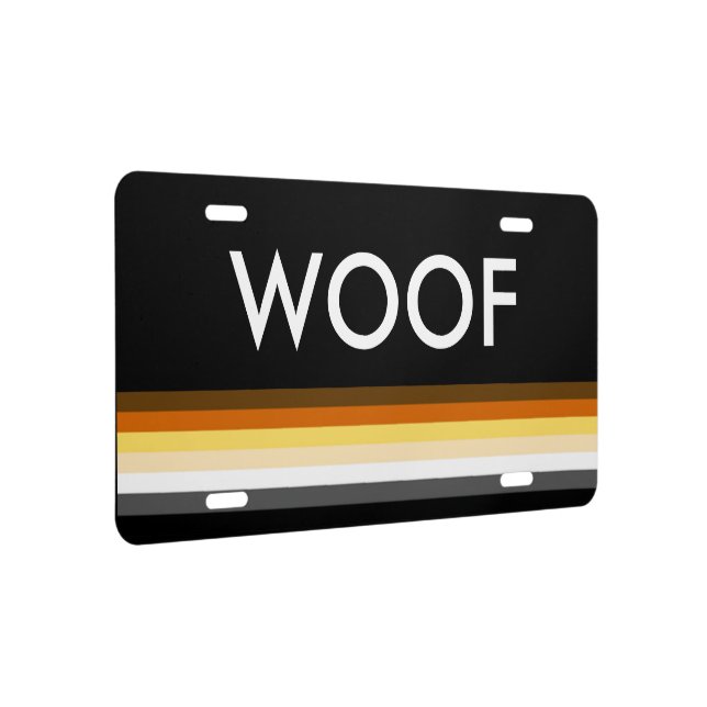 Masculine and Sleek Gay Bear Pride Flag woof License Plate (Right)