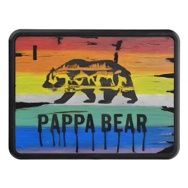 Masculine and Sleek Gay Bear Pride Pappa Bear Hitch Cover (Front)