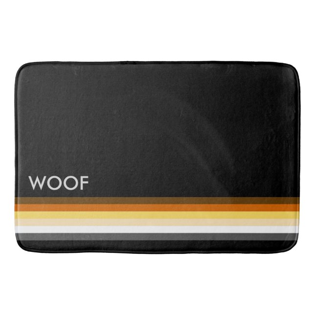 Masculine and Stylish Gay Bears Pride Flag WOOF Bath Mat (Front)