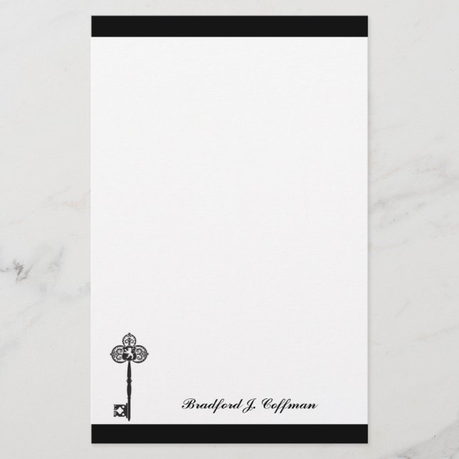 Masculine Antique Key Stationery (Front)