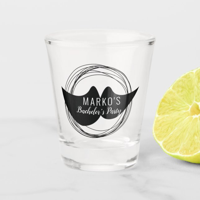 Masculine Bachelor Party Mustache Shot Glass (Front)