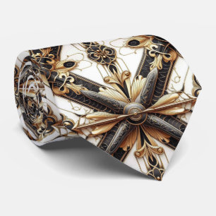 Masculine Black and Gold Airplane Jet Neck Tie