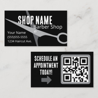 Masculine Black and Gray Barber Shop Business Card