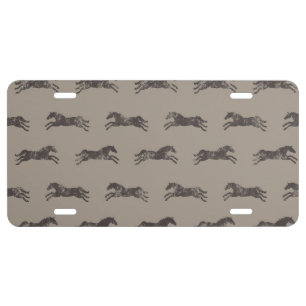 Masculine Black and Tan Classic Equestrian Horses License Plate