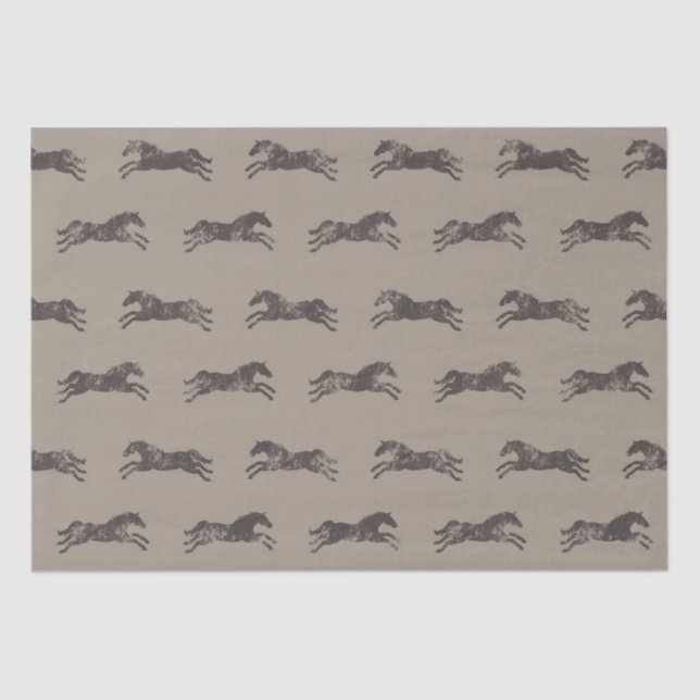 Masculine Black and Tan Classic Equestrian Horses Tissue Paper (Front)