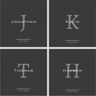 Masculine Black and White  Initial + Name Monogram Sticker