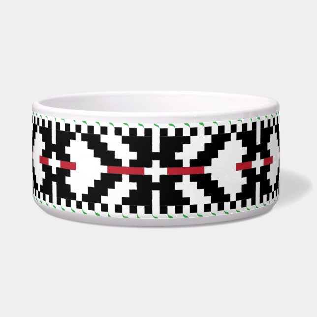 Masculine Black and white Latvian tribal folk art Bowl (Front)